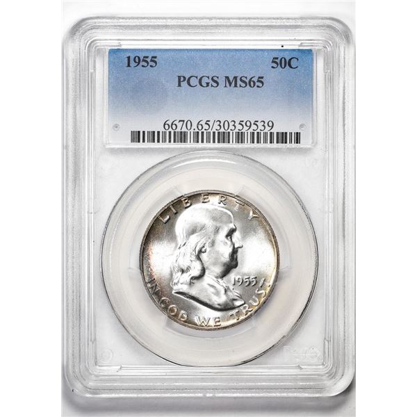 1955 Franklin Half Dollar Coin PCGS MS65
