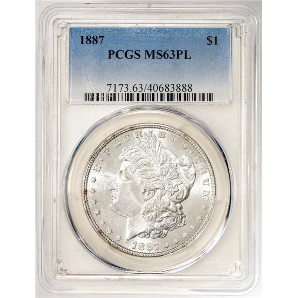 1887 $1 Morgan Silver Dollar Coin PCGS MS63PL