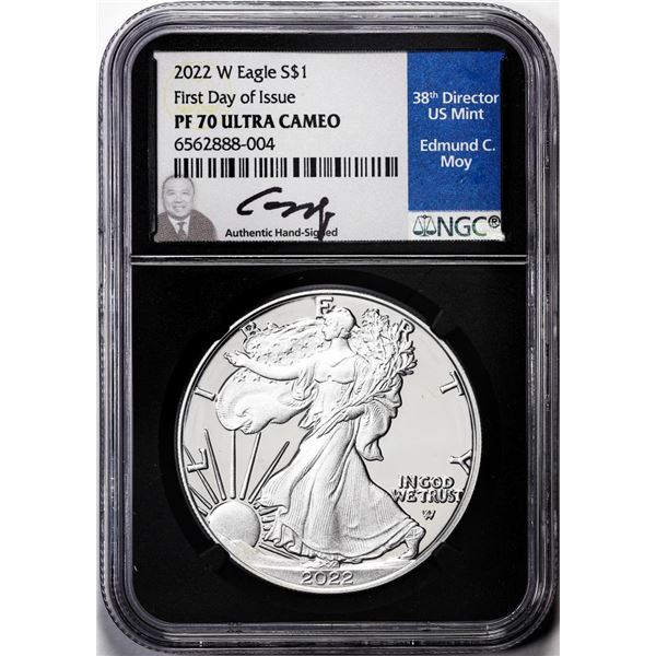 2022-W $1 Proof American Silver Eagle Coin NGC PF70 Ultra Cameo FDOI Moy Signature