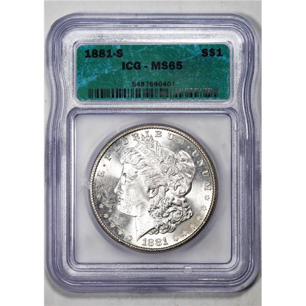 1881-S $1 Morgan Silver Dollar Coin ICG MS65