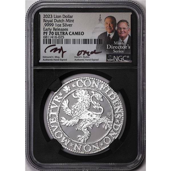 2023 Netherlands Proof Lion Dollar Silver Coin NGC PF70 Ultra Cameo Moy Signature
