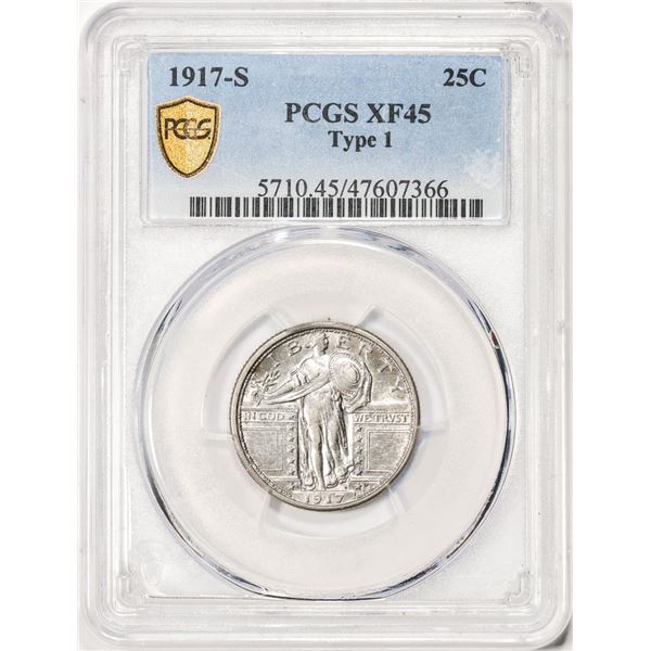 1917-S Type 1 Standing Liberty Quarter Coin PCGS XF45