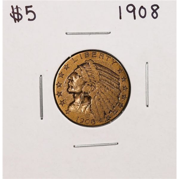 1908 $5 Indian Head Half Eagle Gold Coin