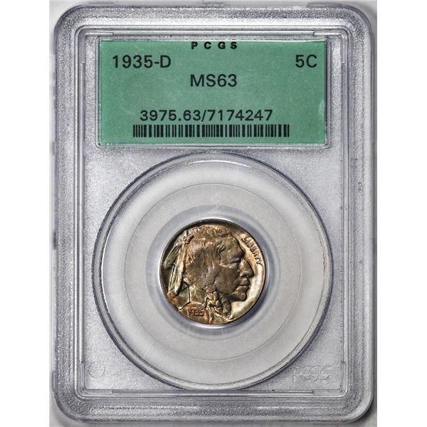 1935-D Buffalo Nickel Coin PCGS MS63 Old Green Holder