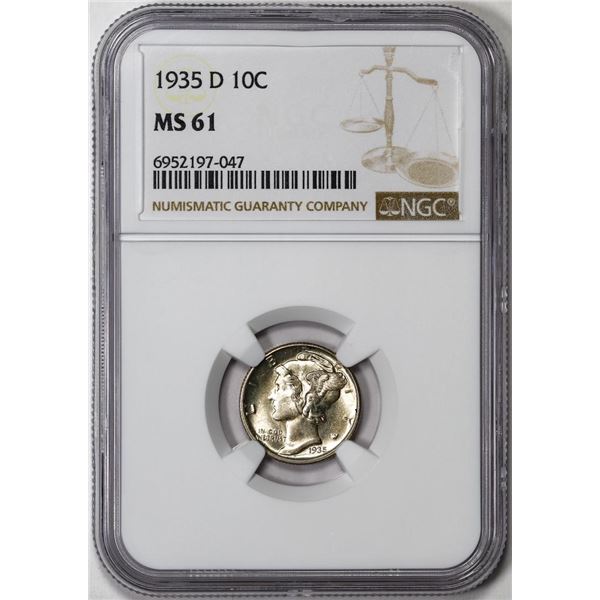 1935-D Mercury Dime Coin NGC MS61