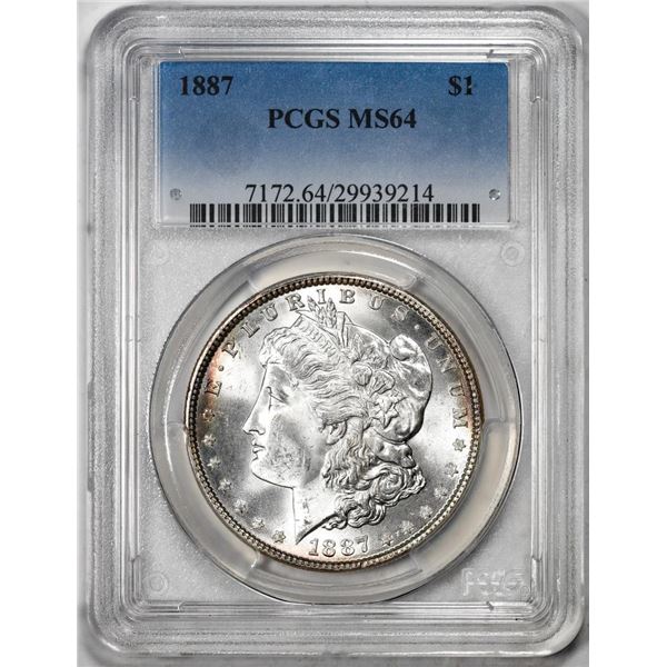 1887 $1 Morgan Silver Dollar Coin PCGS MS64