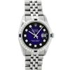 Image 2 : Rolex Mens Stainless Steel Blue Vignette Sapphire and Diamond Datejust Wristwatch