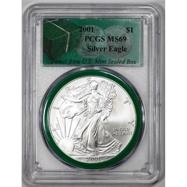 2001 $1 American Silver Eagle Coin PCGS MS69 Direct From U.S. Mint Sealed Box