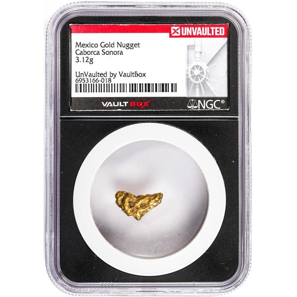 3.12 Gram Caborca Sonora Mexico Gold Nugget NGC Vaultbox Unvaulted