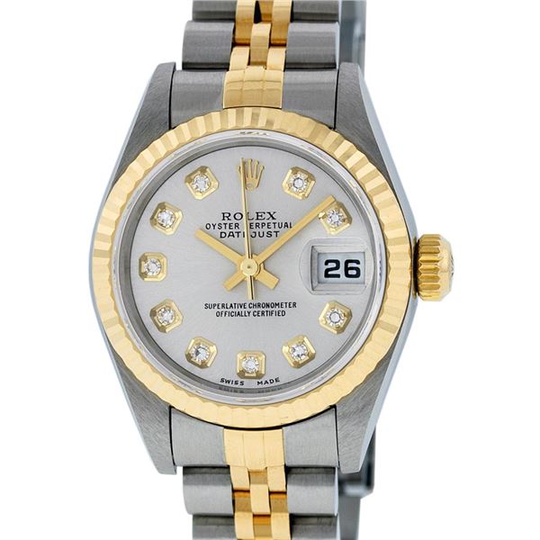 Rolex Ladies Two Tone Diamond Datejust Wristwatch