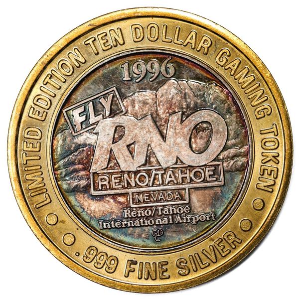 .999 Silver Reno/Tahoe International Airport $10 Casino Limited Edition Gaming Token