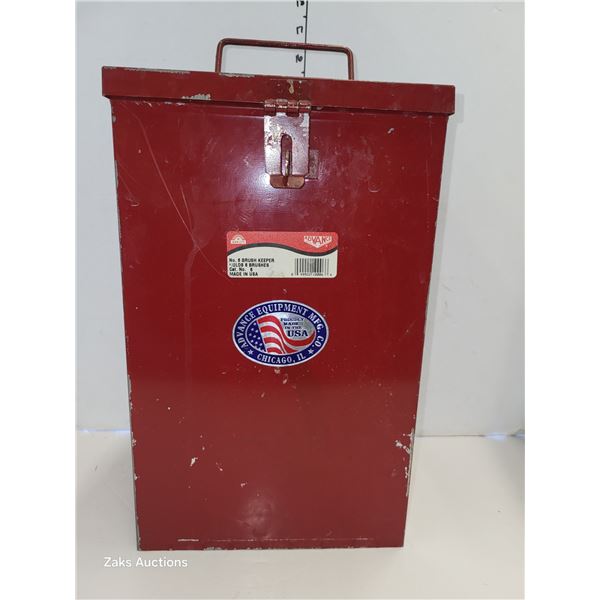 Vintage No. 8 Brush Keeeper Metal Box - Advance Equipment Mfg.