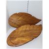 Image 1 : Set of 5 VERY Large Teak Palm Leaf Serving Platters - Very Nice!
