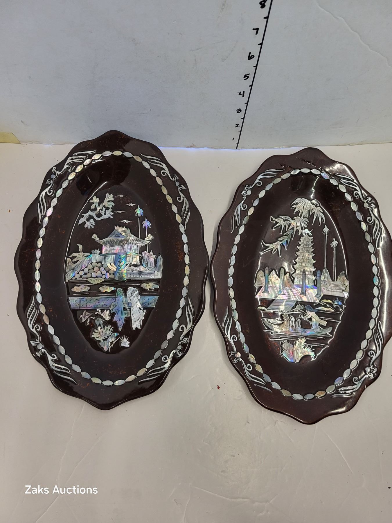 Set of 2 Decorative Mother of Pearl Inlay Trays (background seems to ...