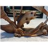 Image 2 : Wooden Sculpture Of Duck & Fish 12"L 5"W 8"H *Measurement Is Approximate*