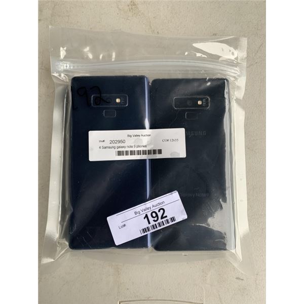 4 Samsung galaxy note 9 phones