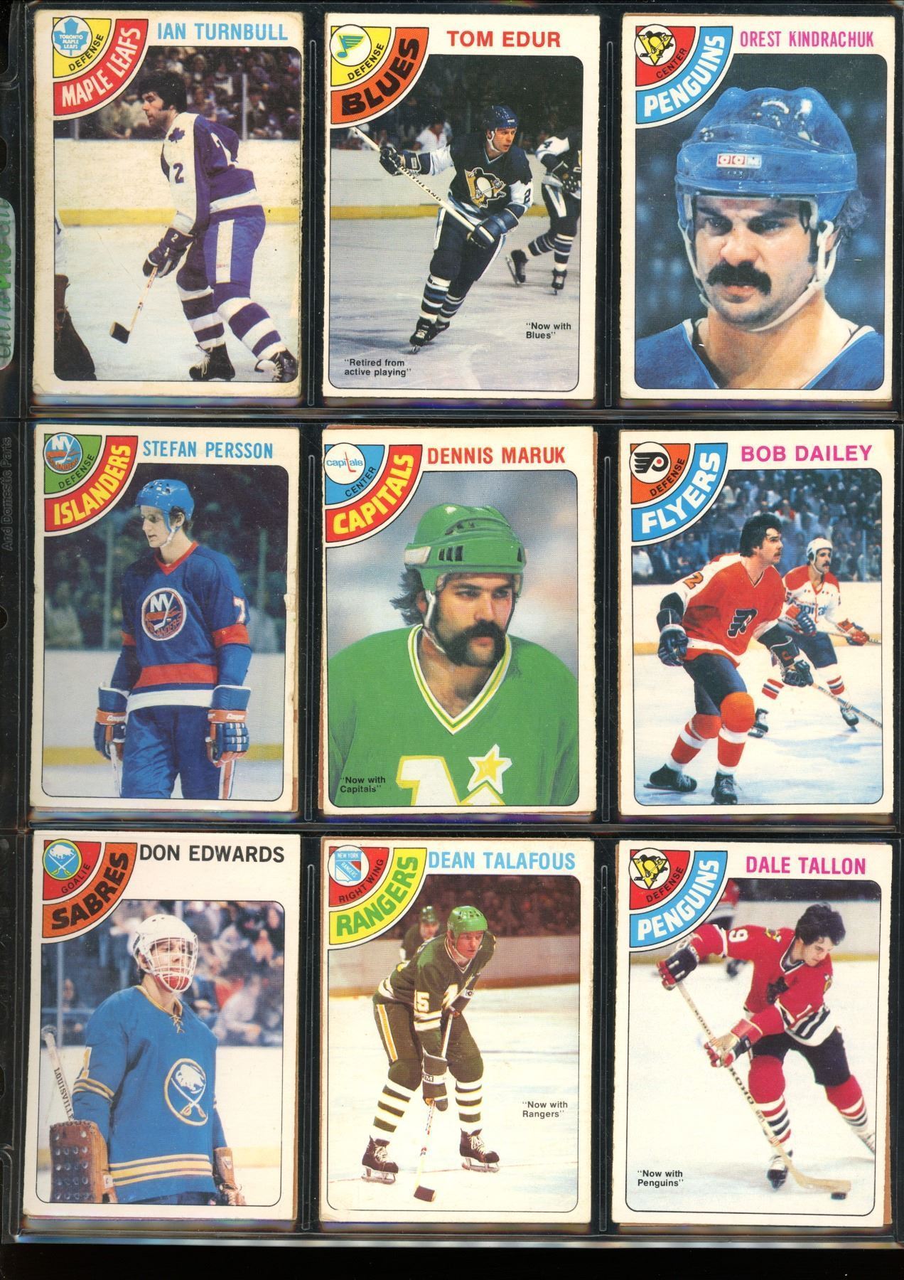 1978-79 O-Pee-Chee NHL Lot Of 18 Cards Ian Turnbull, Tom Edur, Dave ...
