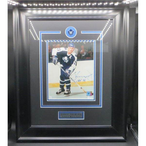 Borje Salming Toronto Maple Leafs Signed 8x10 Photo Framed Measures 23  x 19  With COA