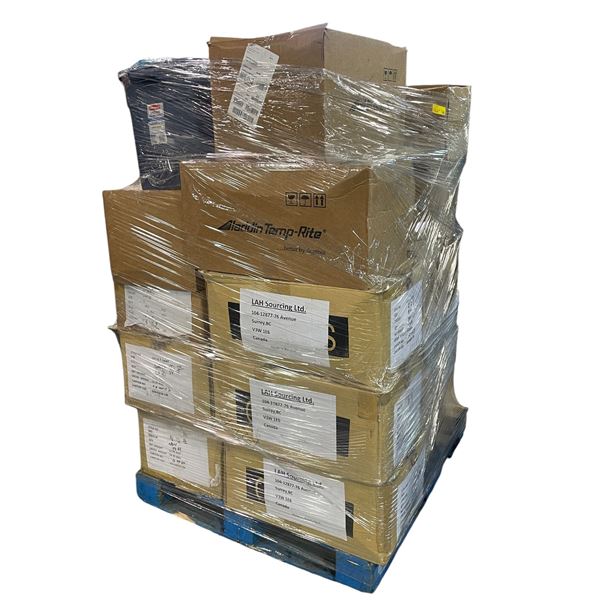 Pallet full of assorted clothing & misc. - brand new clothes/ waterproof jackets/ food containers et