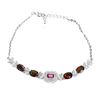Image 2 : Octagon Cut Black Opal And Rhodolite Bracelet in 14k Gold Plated 925 Sterling Silver â€[x=#