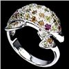 Image 2 : Dolphin Shaped Round Cut Sapphire And Rhodolite Garnet Ring in 14k Gold Plated 925 Sterling Silver â
