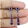 Image 2 : Round Cut Amethyst, Rhodolite Garnet And Tanzanite Earrings in 14k Gold Plated 925 Sterling Silver â