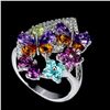 Image 2 : Amethyst, Citrine, CZ, Peridot, Rhodolite Garnet Ring in 14k Gold Plated 925 Sterling Silver â[x=#83