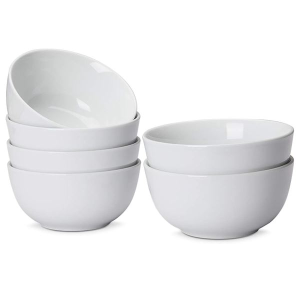 3 boxes of NEW Amazon commercial 6pc porcelain bowls (white) (each box has 6pcs)