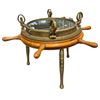Image 2 : Vintage Nautical wood ship Porthole table - approx 33" x 23" H