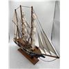 Image 8 : Group of 6 assorted vintage items - includes Belem wooden ship model / wooden tractor model / hand c
