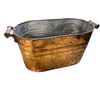 Image 1 : Antique shiny copper boiler wash tub - approx 23" W x 11" L x 12" H with brass shoe horn
