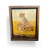 Image 1 : Vintage portrait of hand painted cheetah - approx 30 x 26"
