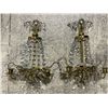 Image 2 : Pair of Swedish vintage brass & crystal wall lamp fixtures