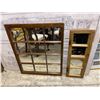 Image 2 : 12-panel windowpane wood wall mirror (approx 29in x 34in) w/ 4 panel wood wall mirror (approx 11in x