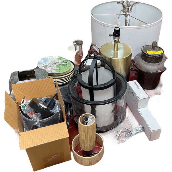Group of Misc Including - Light Decor, Utensils, Plates, Jars, Candle Holders, Etc.
