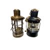 Image 2 : Group of Antique English Brass Octagonal Hanging Kerosene Lamp 5 Glass Panels Original & Vintage Anc