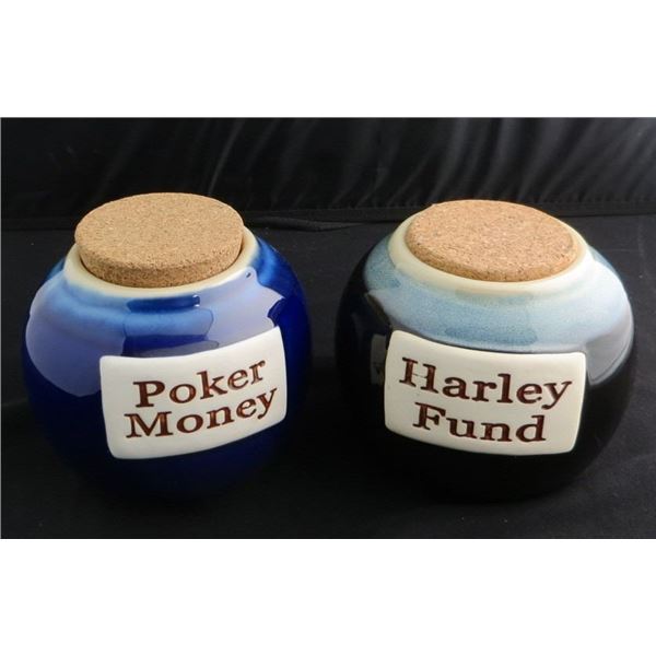 Tumbleweed Ceramic Money Jars "Harley Fund" & "Poker Money"