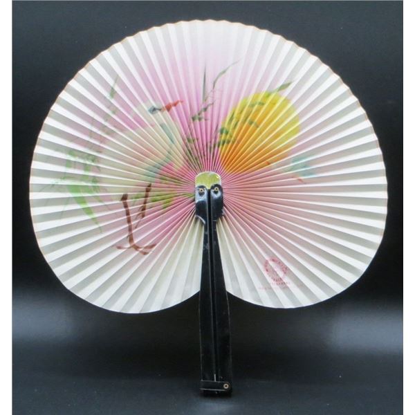 Vintage Shanghai Arts & Crafts Paper Folding Fan Metal Handle