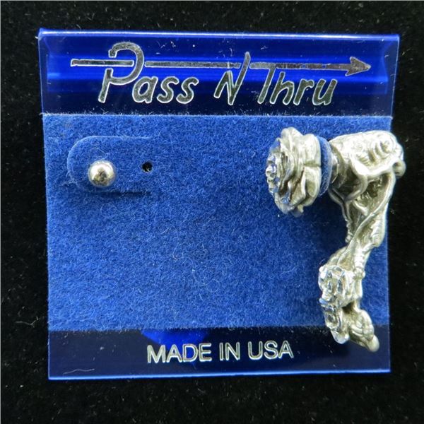 Vintage Pass N Thru Pewter Rose & Stud New (Price tag on back is $18.00)
