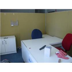 LOT - ASSOTED OFFICE FURNITURE, DESK, FILING CABINET, (2) CHAIRS