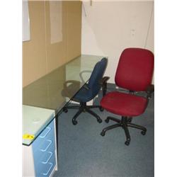 LOT - GLASS TOP W/ CABINETS & CHAIRS