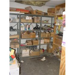 LOT - CONTENTS OF ROOM, ASSORTED STAPLES, NAILS, DRILLS, GREASE, SILICONE, & SANDPAPER