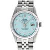 Rolex Mens Stainless Steel Blue Diamond 36MM Datejust Wristwatch