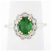 NEW Classic 18K TT Gold 2.11 ctw Oval Emerald Solitaire w/ Round Diamond Halo Ri