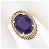 Image 3 : Vintage 14k Gold Oval Synthetic Alexandrite Crisscross Open Work Solitaire Ring