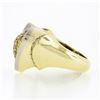 Image 6 : Vintage 14k TT Gold Pave Fancy Yellow & White Diamond Large Wide Dual Heart Ring