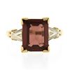 Image 4 : Antique Art Nouveau 14k TT Gold 3 ctw Emerald Cut Rhodolite Garnet Solitaire Rin