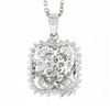 Image 7 : 14k White Gold 1.10 ctw Round & Baguette Diamond Cluster Pendant & 18" Chain