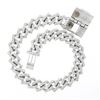 Image 4 : 14K White Gold 5 ctw Round Diamond Covered Cuban Curb Link 9mm Wide Chain Bracel