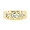 Image 4 : NEW Mens 18K Yellow Gold 1.96 ctw GIA Old European Diamond 3 Stone Gypsy Band Ri